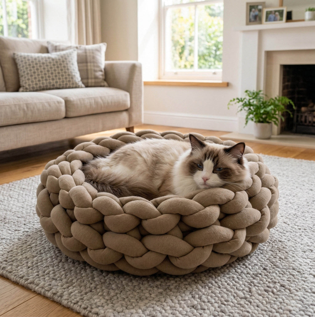 Moderne, myk og rund kurv til kjæledyr