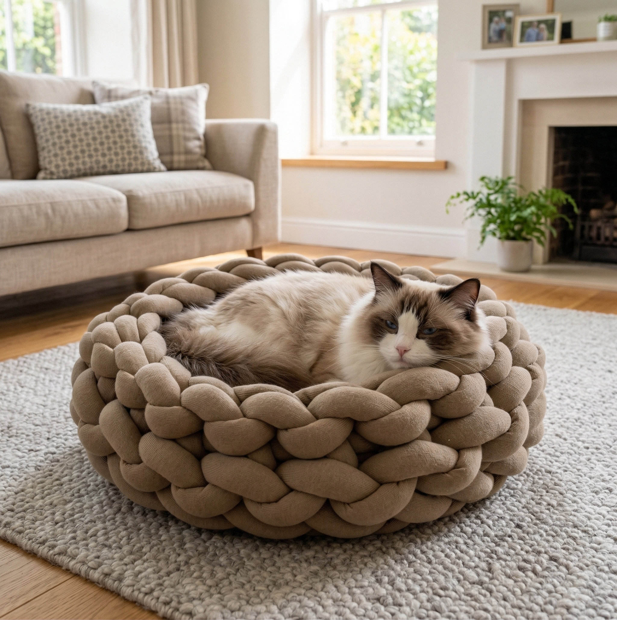 Moderne, myk og rund kurv til kjæledyr